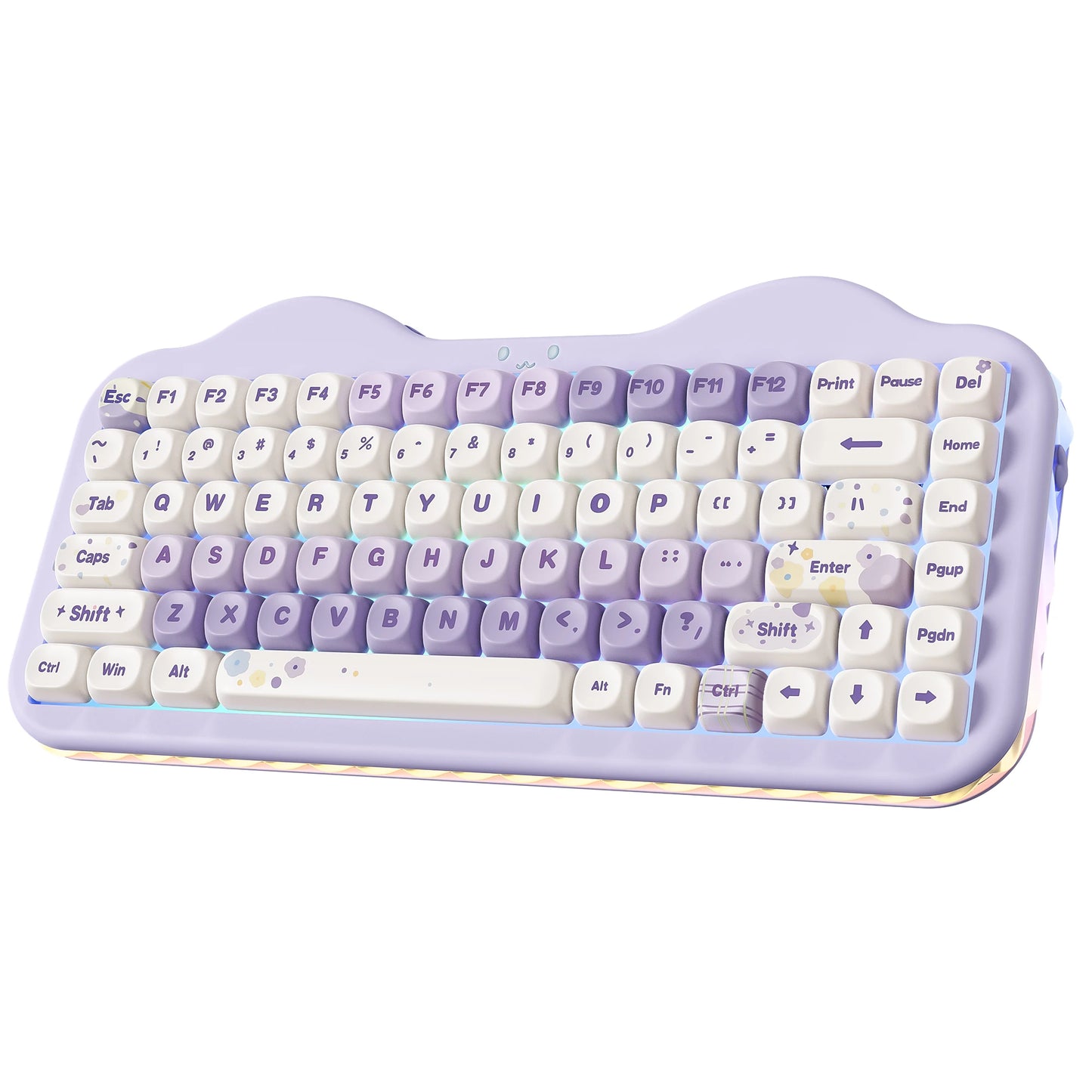 C75 Wireless Mechanical Keyboard, 75% Creamy Hot Swap Custom RGB Keyboard, Gasket Cute Cake Design, for Win/Mac/Gaming