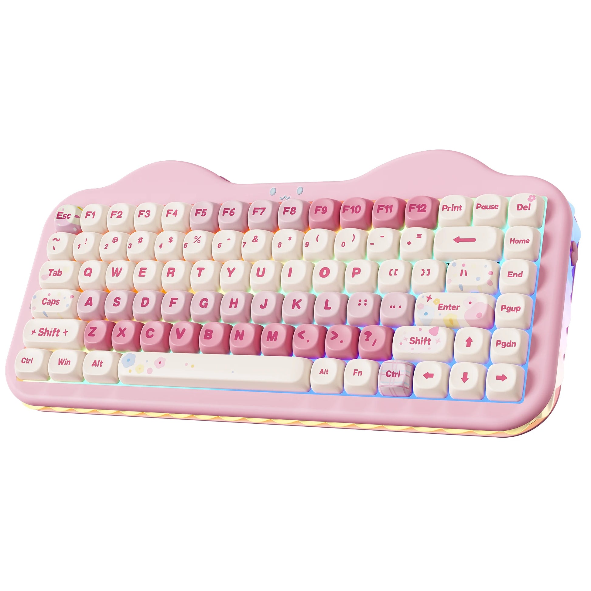 C75 Wireless Mechanical Keyboard, 75% Creamy Hot Swap Custom RGB Keyboard, Gasket Cute Cake Design, for Win/Mac/Gaming