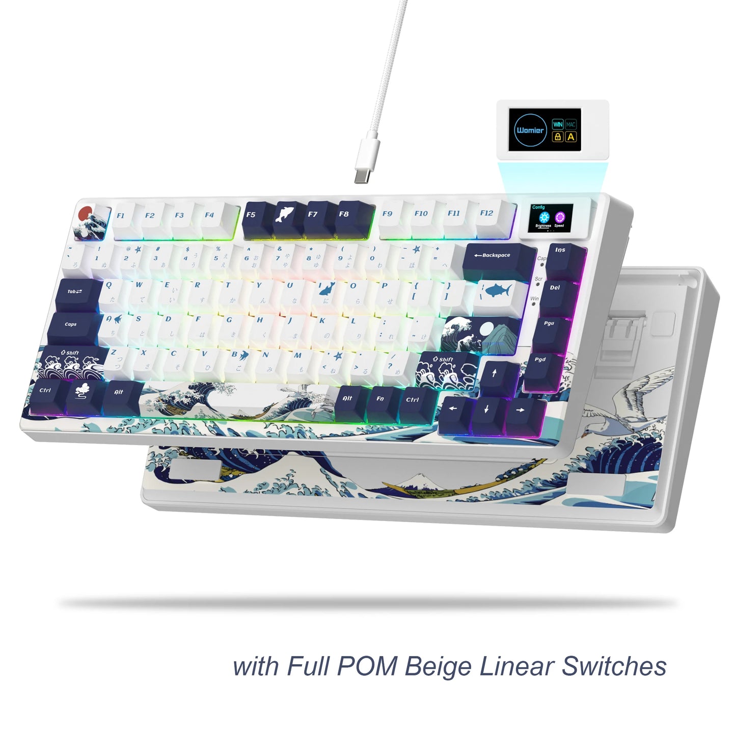 SK80 Gasket Mounted Mechanical Keyboard 81 Key Gamer Keyboard 75% Hot Swap RGB Gaming Keyboard with Smart Display for PC