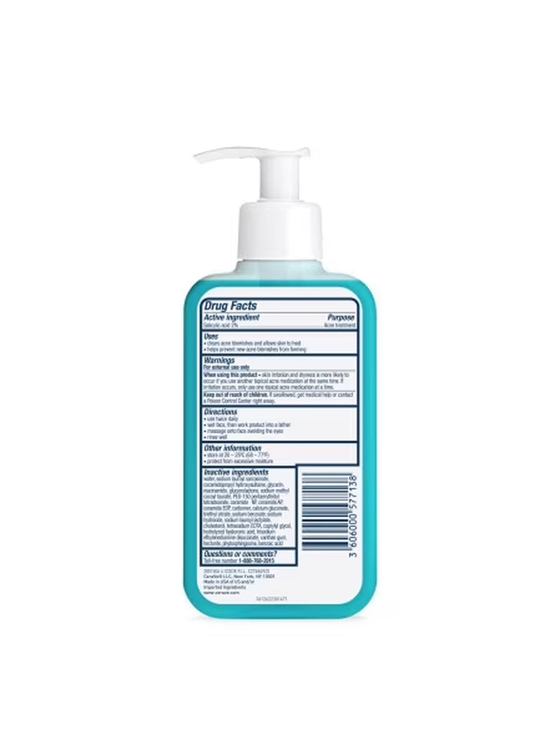 Skin Care Acne Control Face Cleanser with 2% Salicylic Acid Clears Acne Blackheads Pores