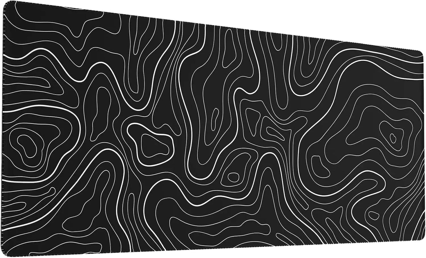 Large Gaming Mouse Pad Topographic Map Desk Mat, Extended XL Mousepad with Anti-Slip Base Cool Desk Pad for Keyboard Mouse White