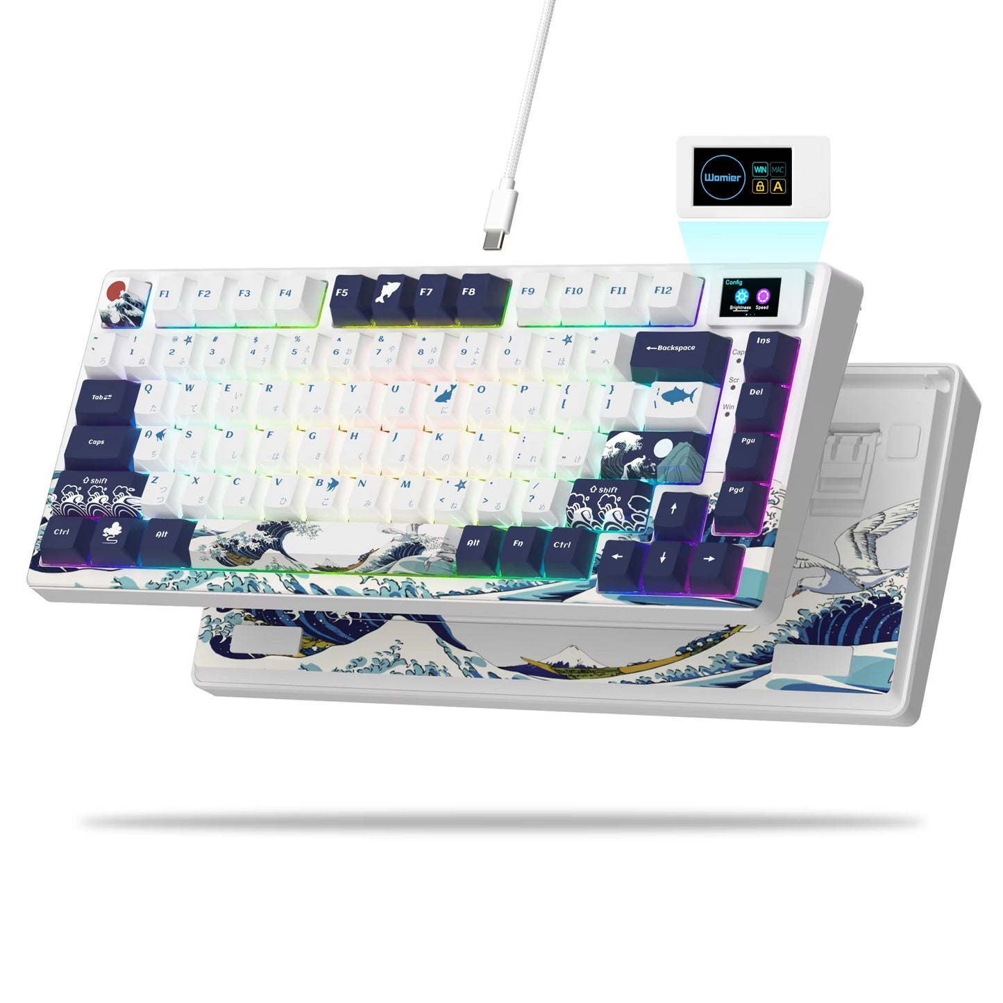 SK80 Gasket Mounted Mechanical Keyboard 81 Key Gamer Keyboard 75% Hot Swap RGB Gaming Keyboard with Smart Display for PC