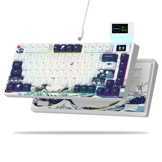 SK80 Gasket Mounted Mechanical Keyboard 81 Key Gamer Keyboard 75% Hot Swap RGB Gaming Keyboard with Smart Display for PC