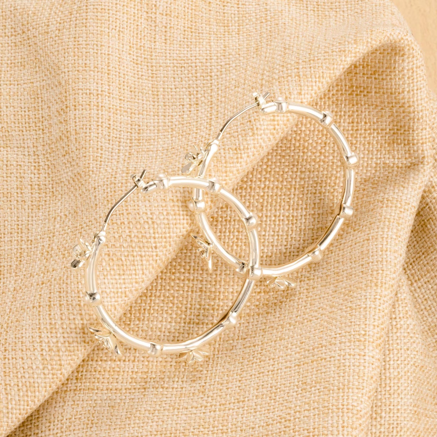 Silver Flower Hoop Earrings • Hoops • Silver Hoops • Floral Earrings • Love Earrings • Wedding Jewelry • Alicia Bonnie
