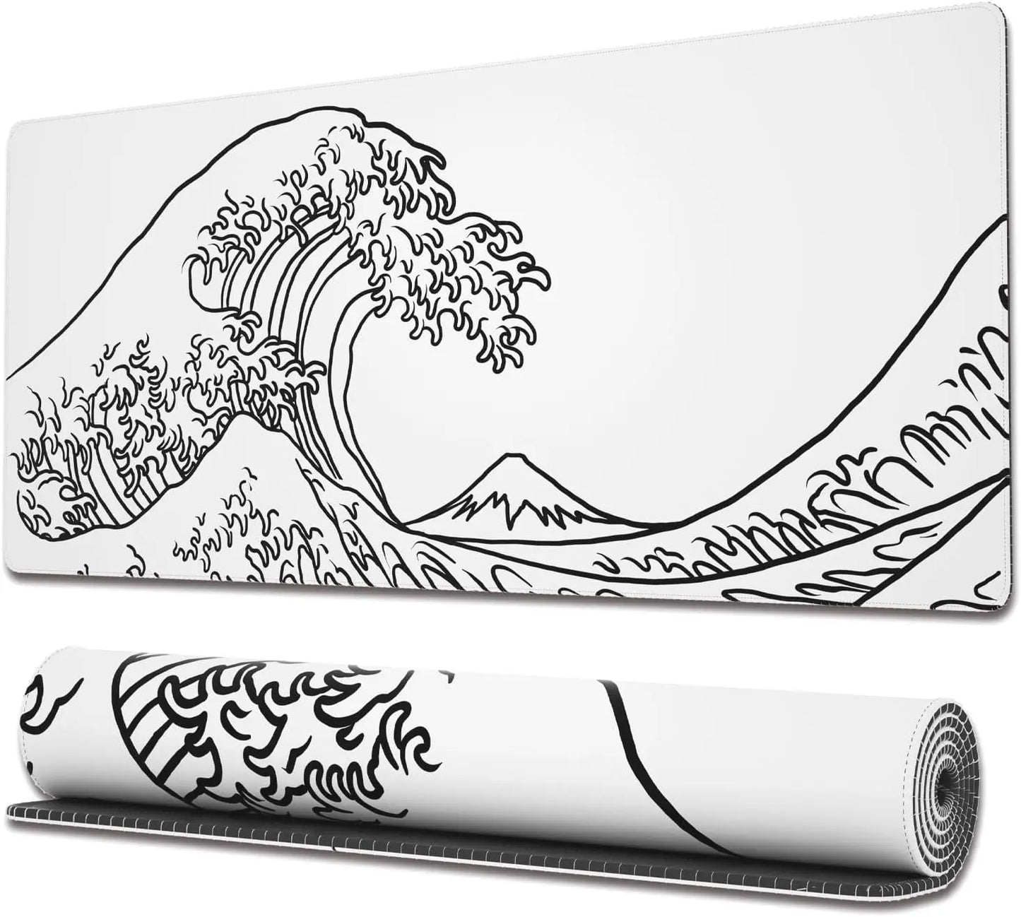 Large Gaming Mouse Pad Topographic Map Desk Mat, Extended XL Mousepad with Anti-Slip Base Cool Desk Pad for Keyboard Mouse White