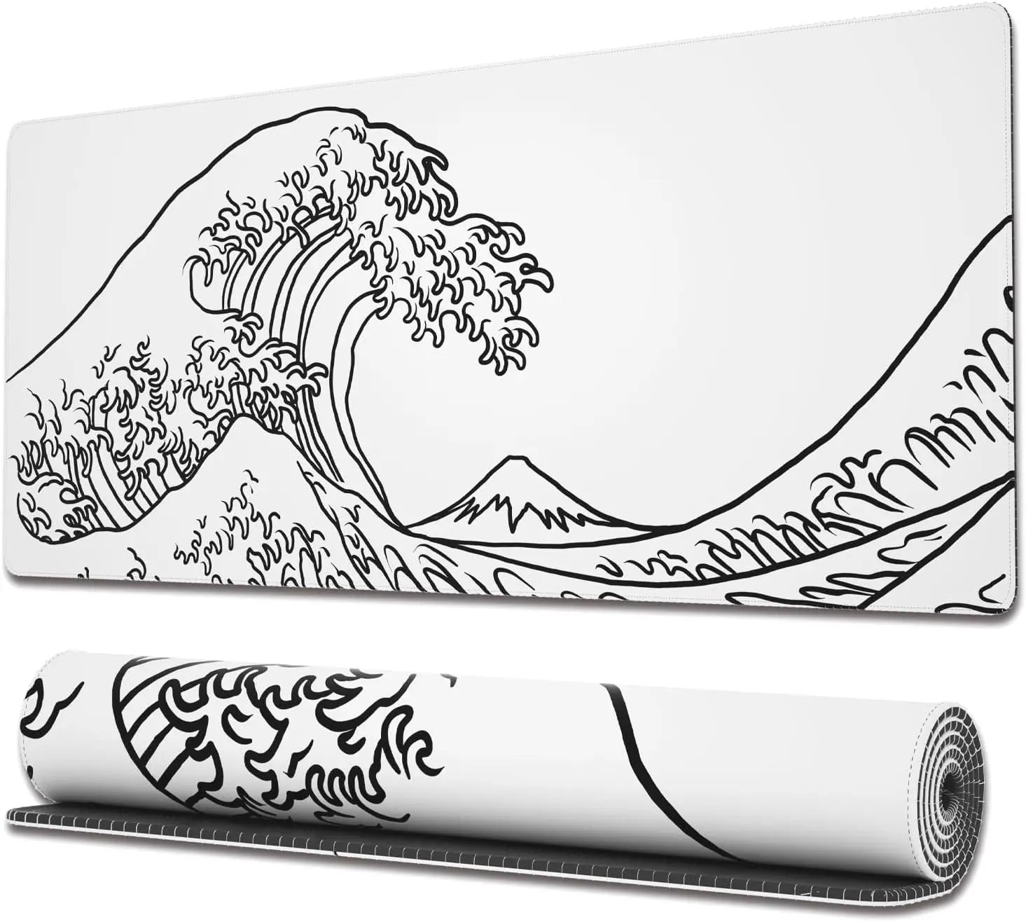 Large Gaming Mouse Pad Topographic Map Desk Mat, Extended XL Mousepad with Anti-Slip Base Cool Desk Pad for Keyboard Mouse White