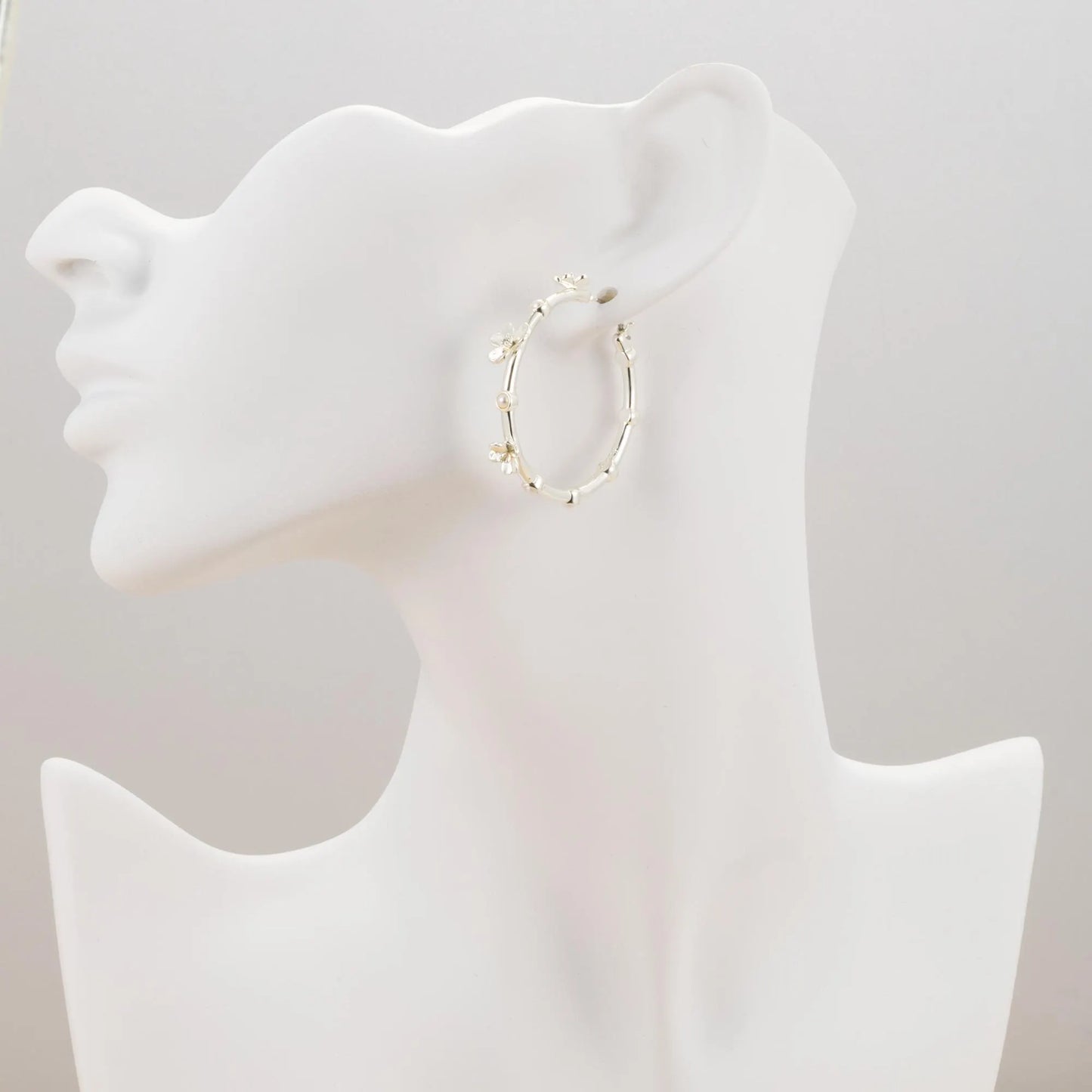 Silver Flower Hoop Earrings • Hoops • Silver Hoops • Floral Earrings • Love Earrings • Wedding Jewelry • Alicia Bonnie