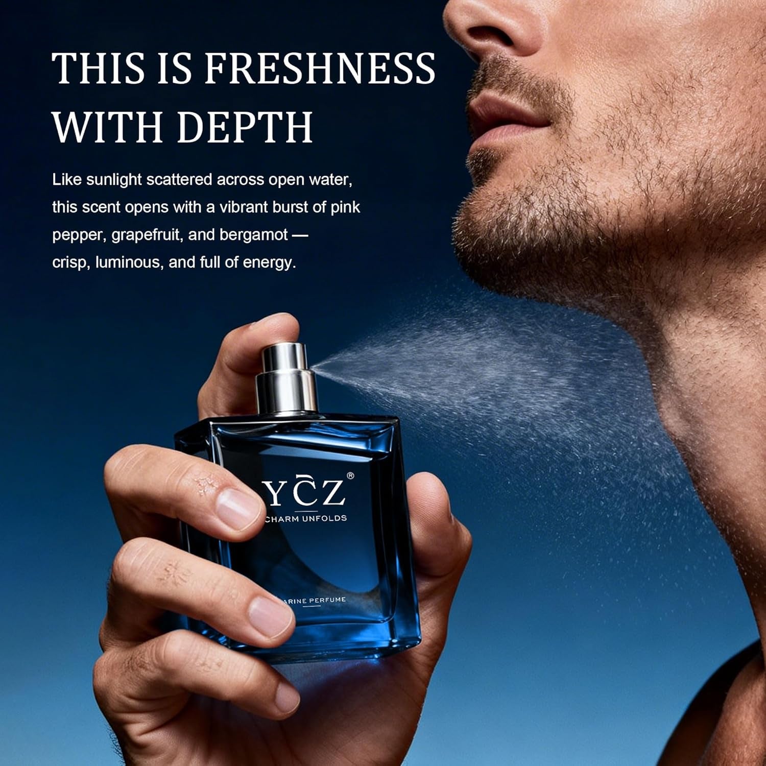 Charm Unfolds Marine Perfume for Men, Long Lasting Eau De Parfum Cologne, Fresh Marine & Oriental Woody Fragrance, 1.7 Fl Oz Men'S Cologne for Work, Dating, Evening Wear & Gift Giving