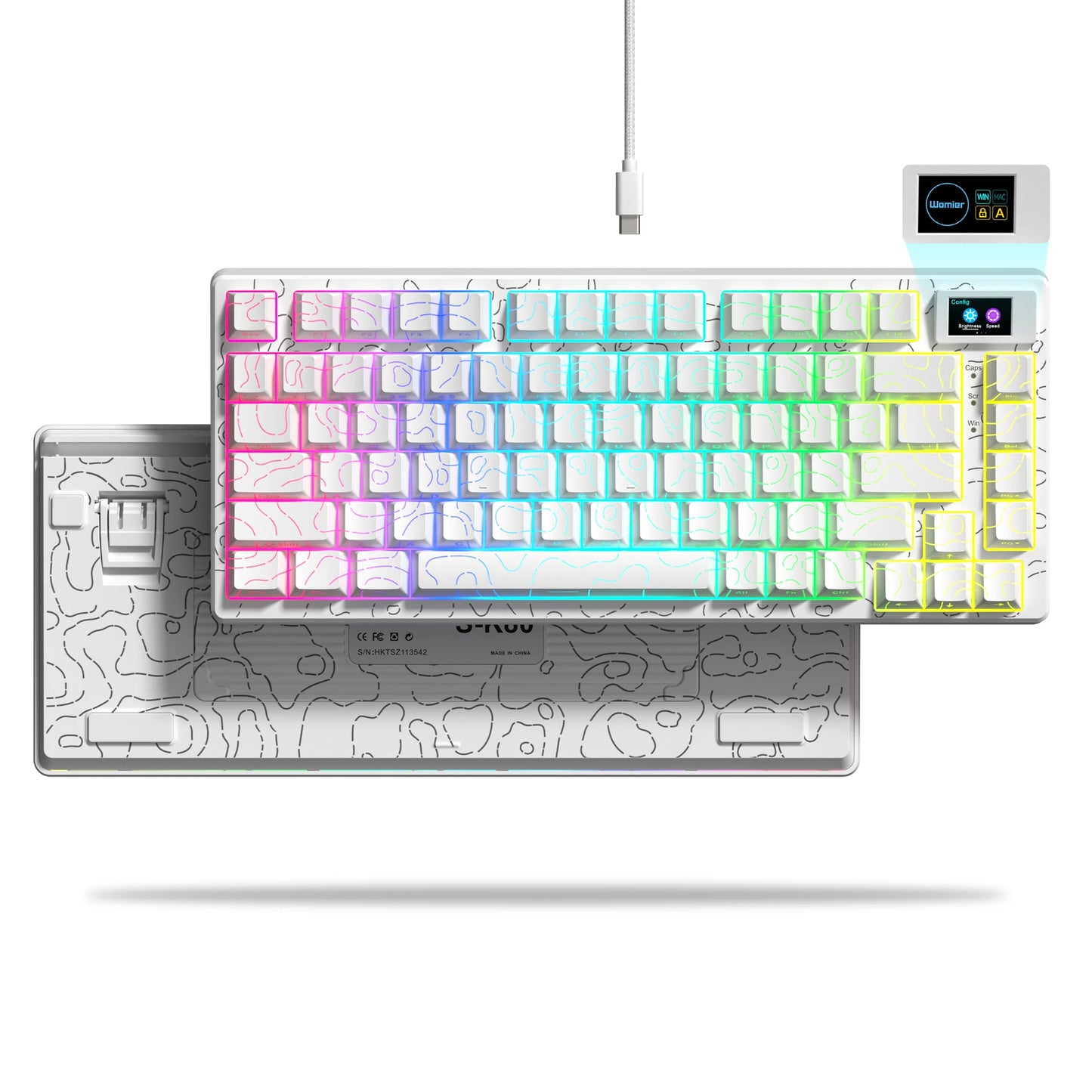 SK80 Gasket Mounted Mechanical Keyboard 81 Key Gamer Keyboard 75% Hot Swap RGB Gaming Keyboard with Smart Display for PC
