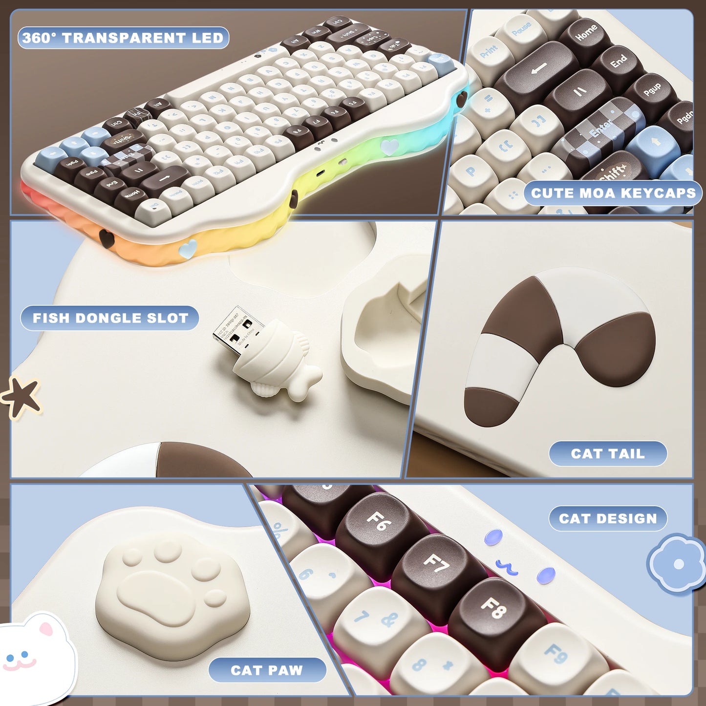 C75 Wireless Mechanical Keyboard, 75% Creamy Hot Swap Custom RGB Keyboard, Gasket Cute Cake Design, for Win/Mac/Gaming