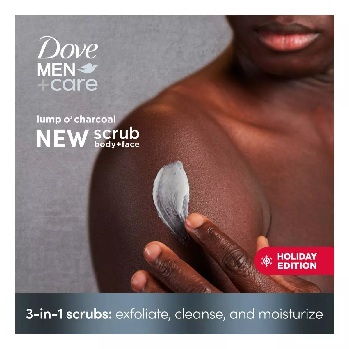 Dove Men+Care Limited Edition Body & Face Scrub - Lump O' Charcoal - 3.5Oz: Moisturizing, Exfoliating, Clove Scent, Normal & Dry Skin