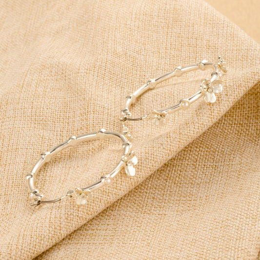Silver Flower Hoop Earrings • Hoops • Silver Hoops • Floral Earrings • Love Earrings • Wedding Jewelry • Alicia Bonnie