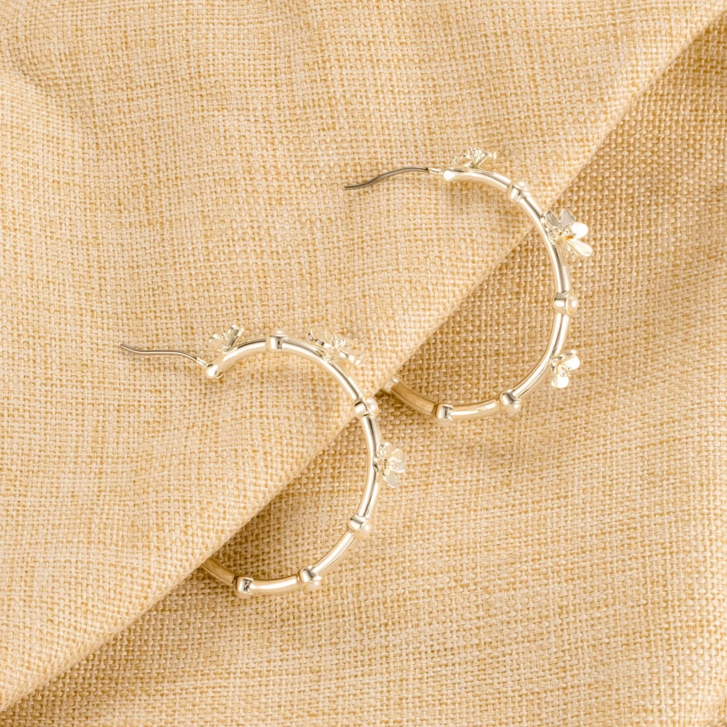 Silver Flower Hoop Earrings • Hoops • Silver Hoops • Floral Earrings • Love Earrings • Wedding Jewelry • Alicia Bonnie