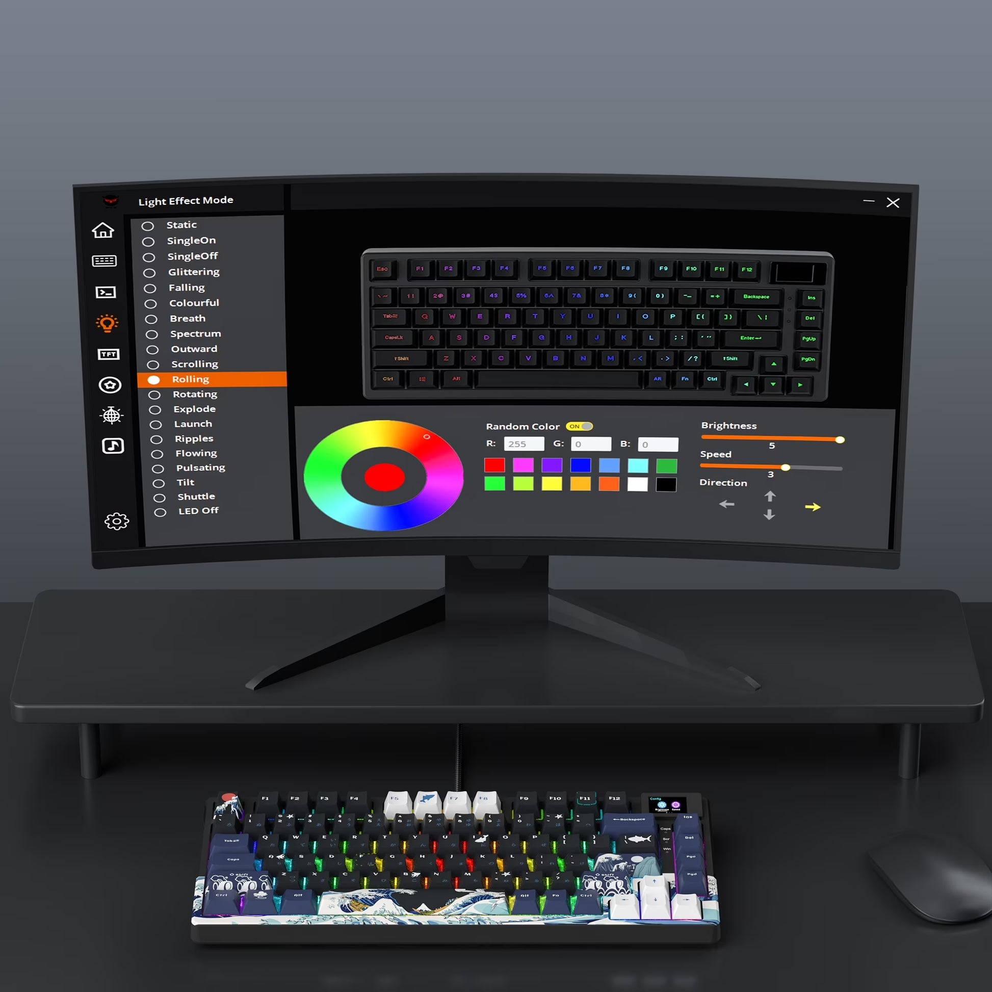 Mechanical Keyboard,75% Gaming Keyboards Rgb Custom Keyboard with Hot Swappable,Keyboard Driver and Multimedia Screen for Mac/Win, Black