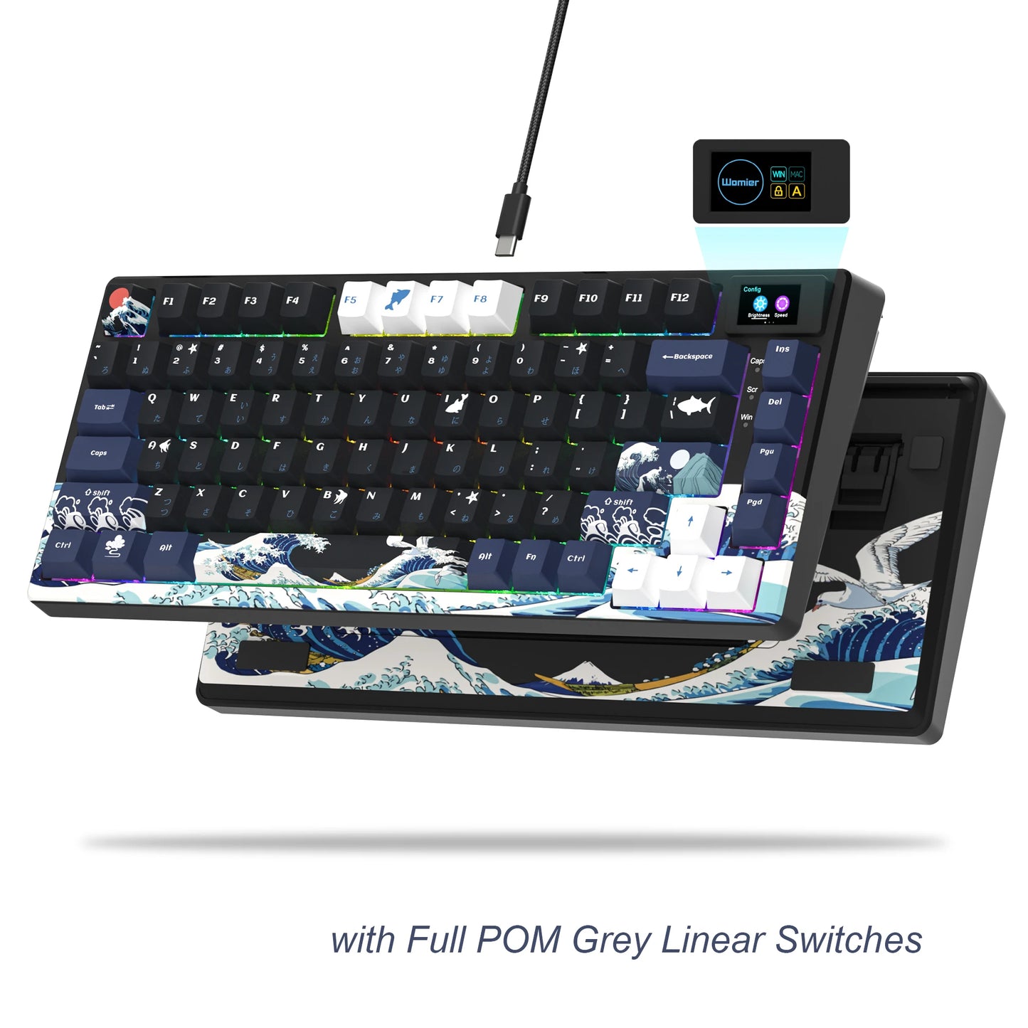 SK80 Gasket Mounted Mechanical Keyboard 81 Key Gamer Keyboard 75% Hot Swap RGB Gaming Keyboard with Smart Display for PC