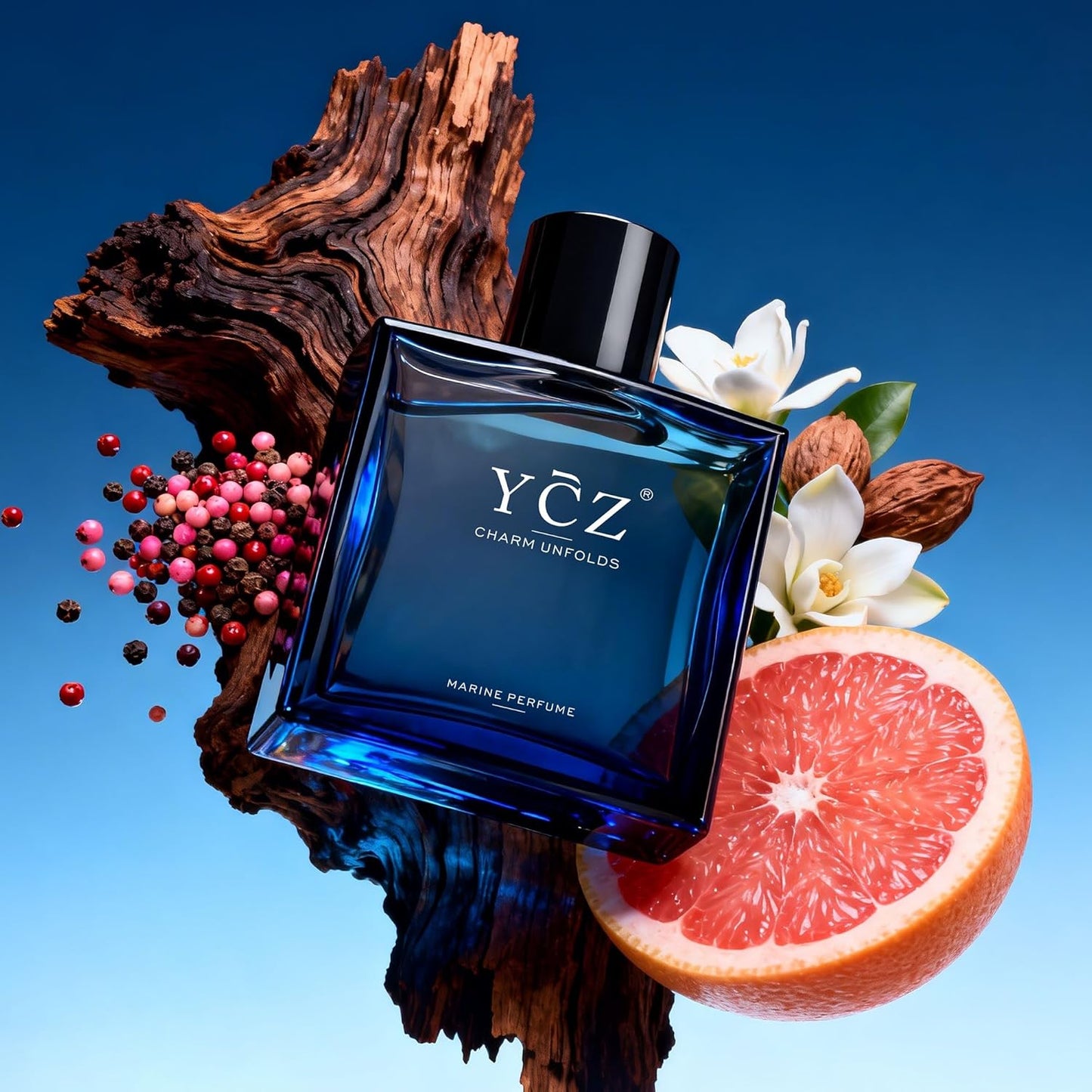 Charm Unfolds Marine Perfume for Men, Long Lasting Eau De Parfum Cologne, Fresh Marine & Oriental Woody Fragrance, 1.7 Fl Oz Men'S Cologne for Work, Dating, Evening Wear & Gift Giving
