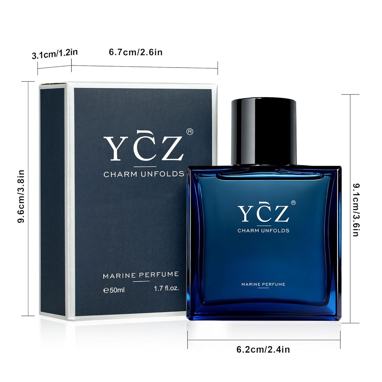 Charm Unfolds Marine Perfume for Men, Long Lasting Eau De Parfum Cologne, Fresh Marine & Oriental Woody Fragrance, 1.7 Fl Oz Men'S Cologne for Work, Dating, Evening Wear & Gift Giving