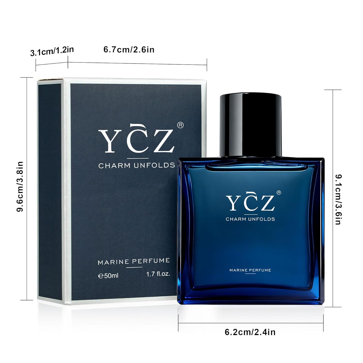 Charm Unfolds Marine Perfume for Men, Long Lasting Eau De Parfum Cologne, Fresh Marine & Oriental Woody Fragrance, 1.7 Fl Oz Men'S Cologne for Work, Dating, Evening Wear & Gift Giving