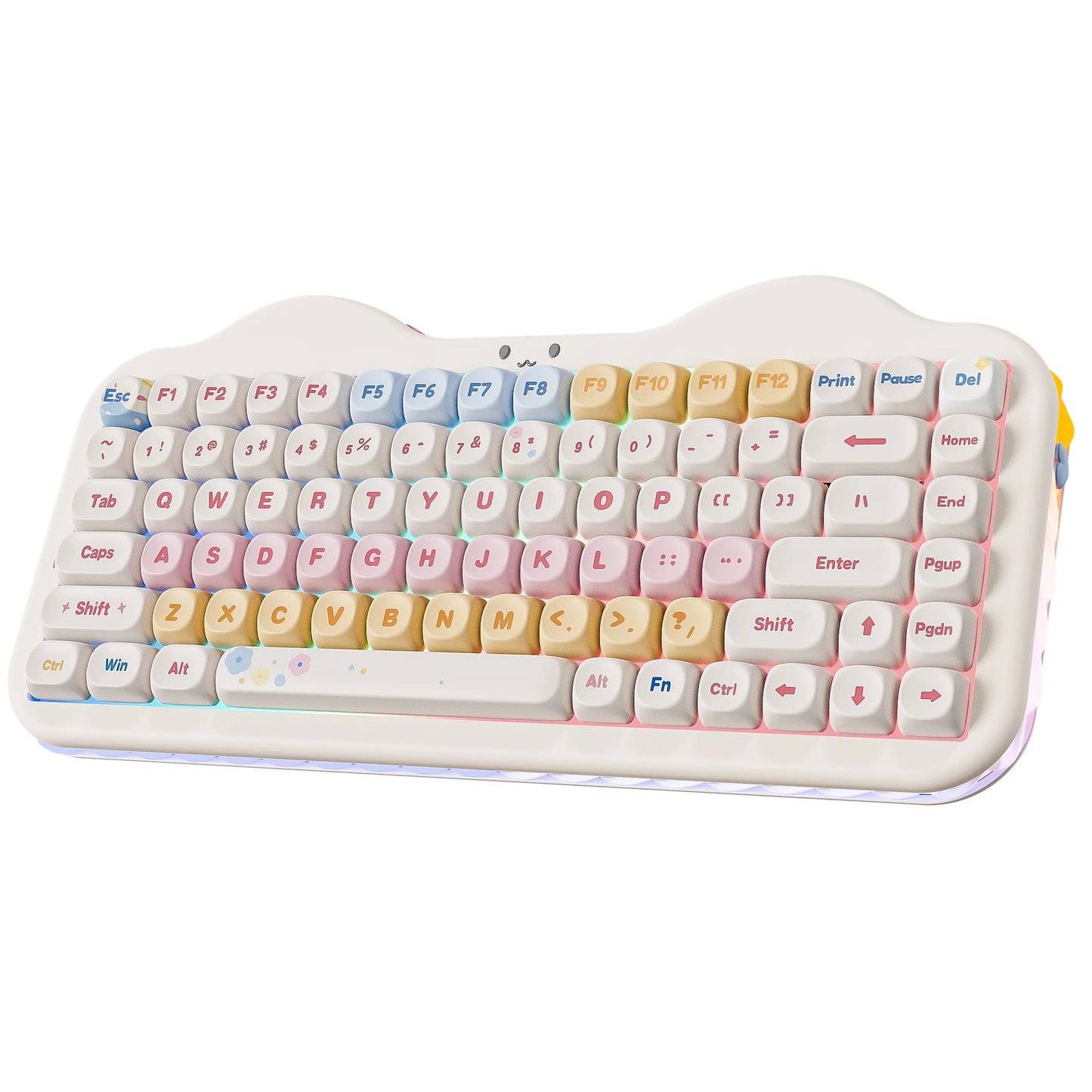 C75 Wireless Mechanical Keyboard, 75% Creamy Hot Swap Custom RGB Keyboard, Gasket Cute Cake Design, for Win/Mac/Gaming