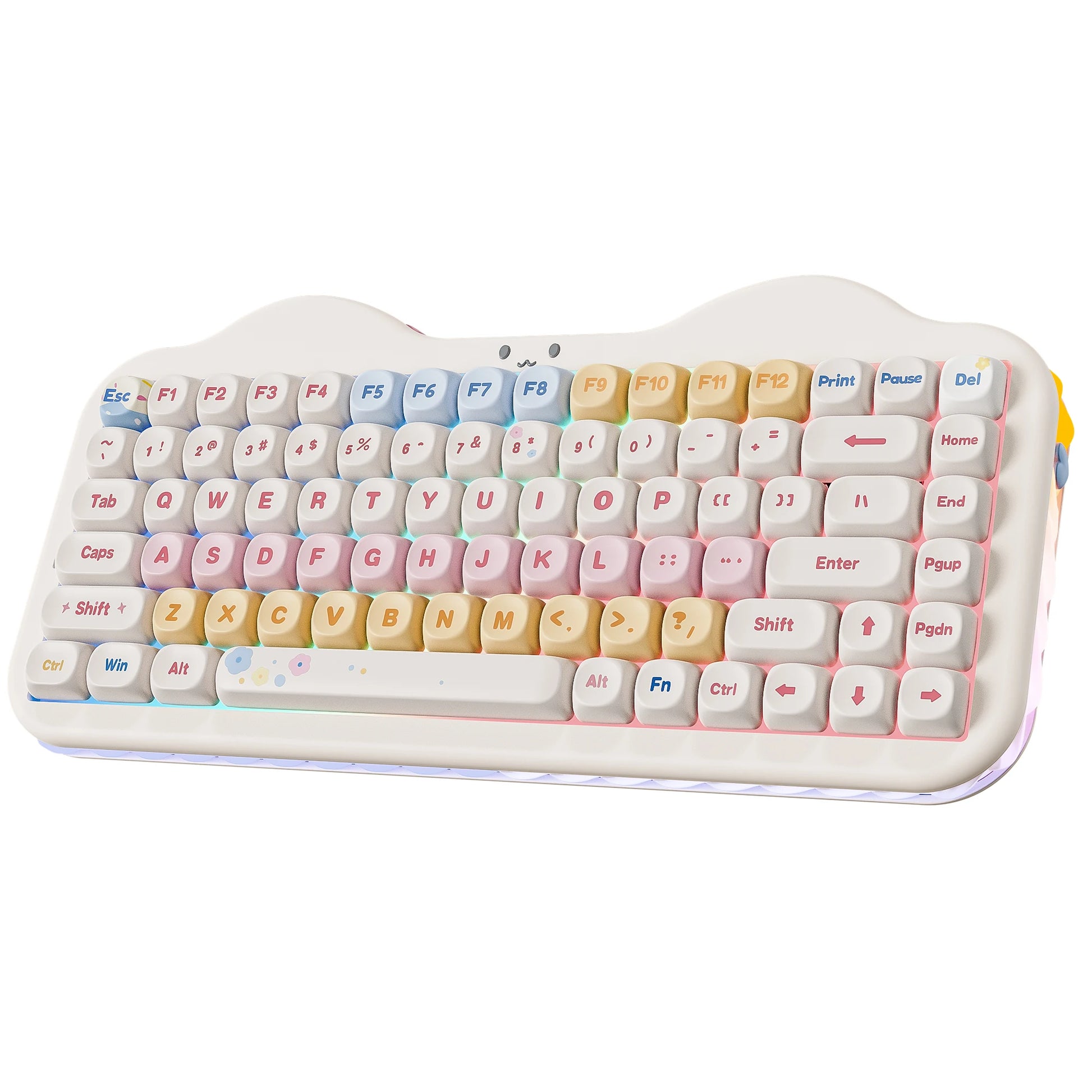 C75 Wireless Mechanical Keyboard, 75% Creamy Hot Swap Custom RGB Keyboard, Gasket Cute Cake Design, for Win/Mac/Gaming