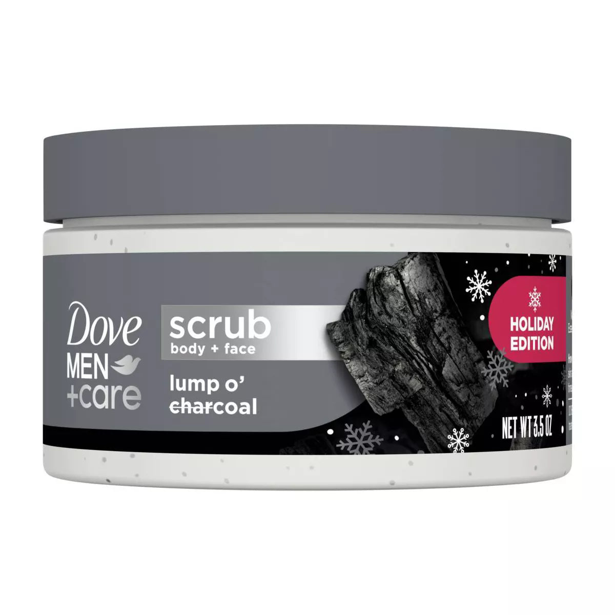 Dove Men+Care Limited Edition Body & Face Scrub - Lump O' Charcoal - 3.5Oz: Moisturizing, Exfoliating, Clove Scent, Normal & Dry Skin