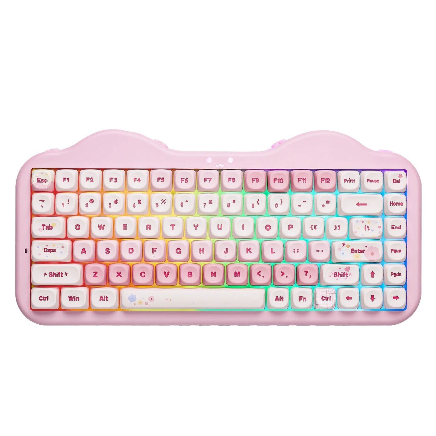 C75 Wireless Mechanical Keyboard, 75% Creamy Hot Swap Custom RGB Keyboard, Gasket Cute Cake Design, for Win/Mac/Gaming