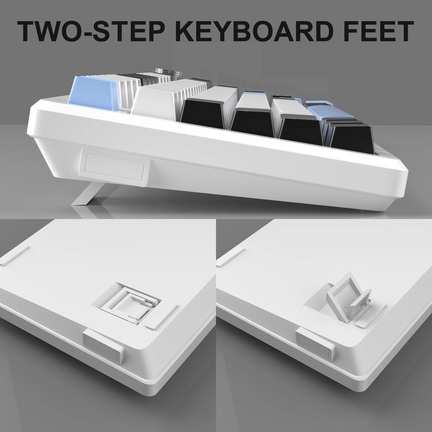 75% Mechanical Gaming Keyboard with Knob Control, Compact Blue Backlit Wired Keyboard Black/Brown Switches for Pcwindows