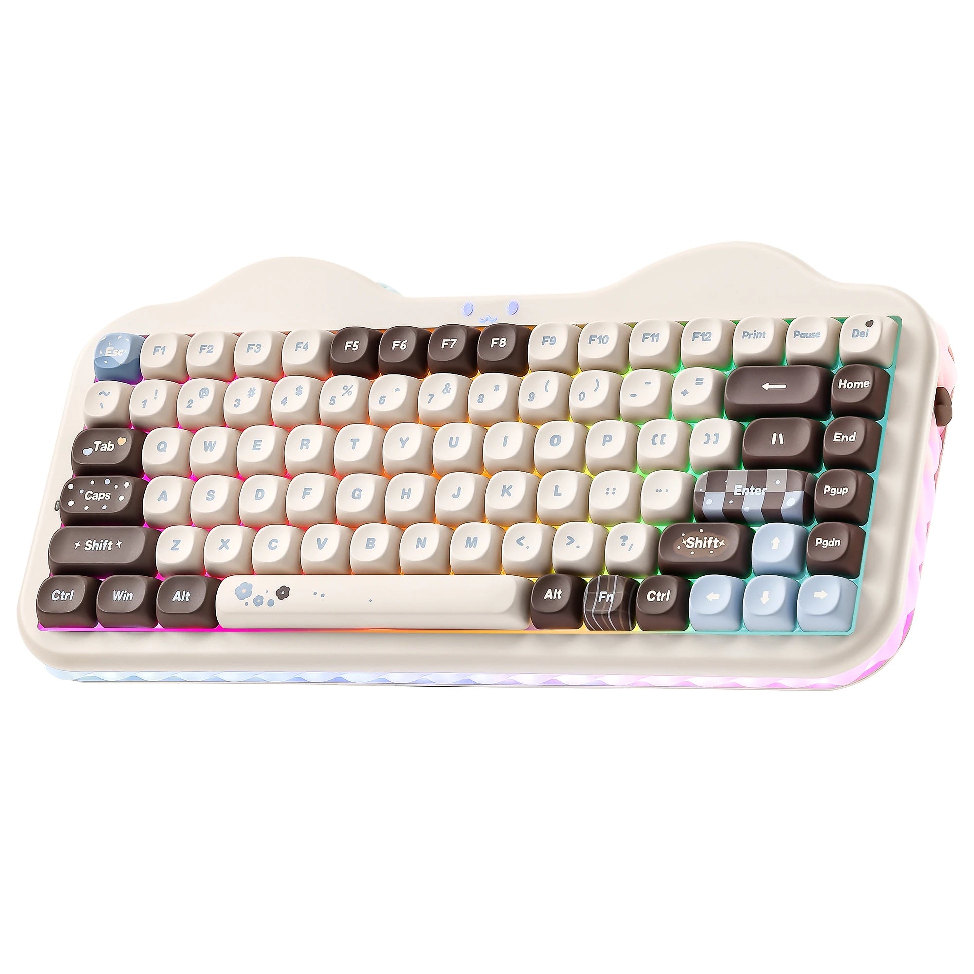 C75 Wireless Mechanical Keyboard, 75% Creamy Hot Swap Custom RGB Keyboard, Gasket Cute Cake Design, for Win/Mac/Gaming