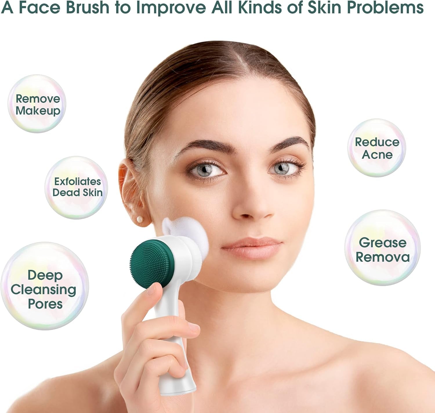 Facial Cleansing Brush,2-In-1 Manual Double Side Face Exfoliating Brush with Ultra Fine Soft Bristles Silicone for Pore Deep Cleansing Massaging Makeup Skincare Removal
